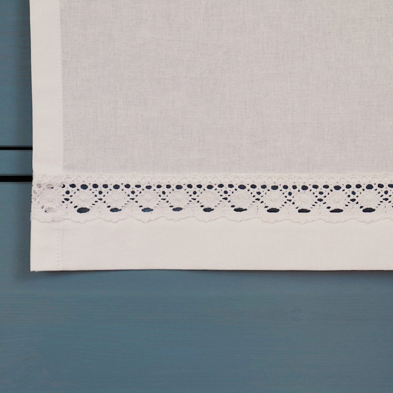 jalousie LACE rideau shabby chic blanc avec dentelle transparente, hauteur et largeur au choix image 2