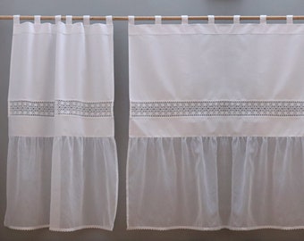 Curtains for the KRAJKA living room, suspenders, white curtains, jealousy, pelmet, tailor-made, shabby chic country style curtain, do NOT shrink after washing