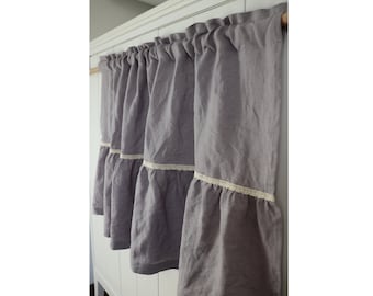 RETRO linen pelmet | linen curtains with ruffles | modern rustic style | linen curtains | linen curtain | tailor-made curtains