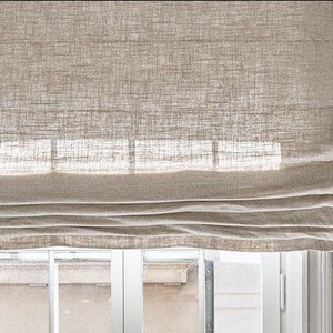 Linen Blinds MECHANISM color to choose from NATURAL beige white gray Scandinavian style tailor-made roman blind for the kitchen living room made of linen image 3