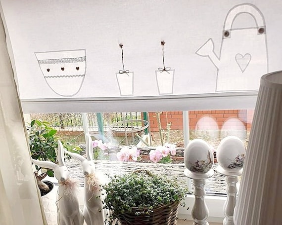 white curtain shabby chic transparent frill lace tunnel to choose height and width