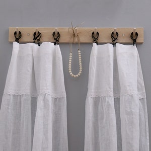 Linen Curtains for the Living Room RETRO, white linen curtains for the living room made to measure in the Shabby Chic Vintage Country style do NOT shrink after washing