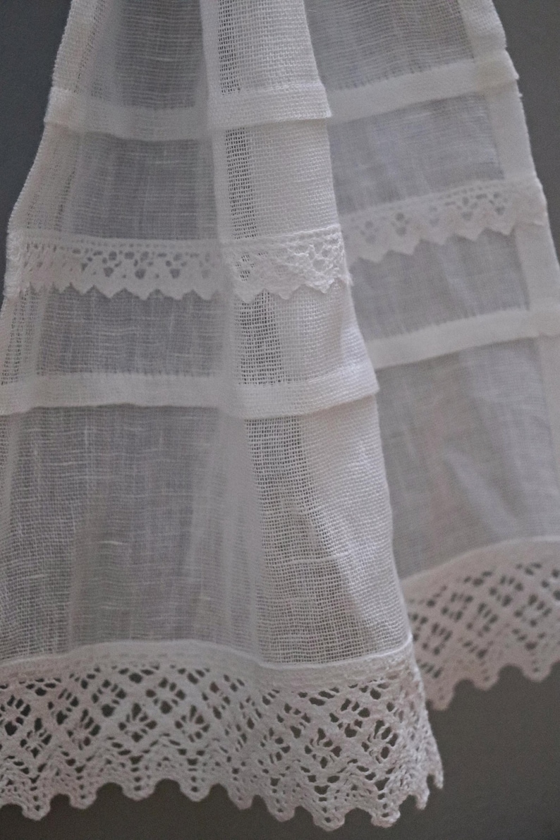 rideaux de lin RUSTICO pour cuisine | voile, blanc | dentelle | campagne / vintage / bohème | brise bise sur mesure, ne rétrécit pas image 5