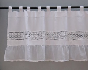 KRAJKA rideaux de cuisine bretelles rideaux blancs bandeau jaloux rideau sur mesure dans le style Shabby Chic Country ne rétrécissent PAS après le lavage