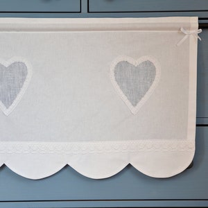 Kitchen curtain HEARTS tunnel white curtains jealousy tailored valances shabby chic country style curtain DOES NOT shrink after washing image 7