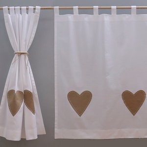 HEART curtains, modern rustic style Scandinavian style kitchen curtains shabby chic curtains country house tailor-made image 1