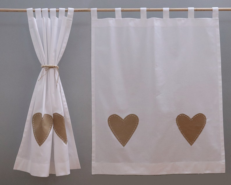 HEART curtains, modern rustic style Scandinavian style kitchen curtains shabby chic curtains country house tailor-made image 1