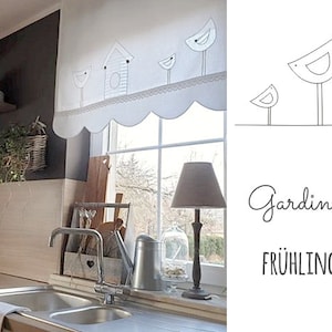 pelmet WIOSNA - white shabby chic curtain, tunnel and arches, height and width to choose from