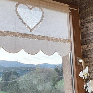 Kitchen curtain HEARTS tunnel white curtains jealousy tailored valances shabby chic country style curtain DOES NOT shrink after washing image 6