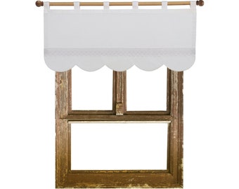 envy SHABBY chic HARNAIS, rideau shabby chic blanc avec noeuds et dentelle, hauteur et largeur au choix