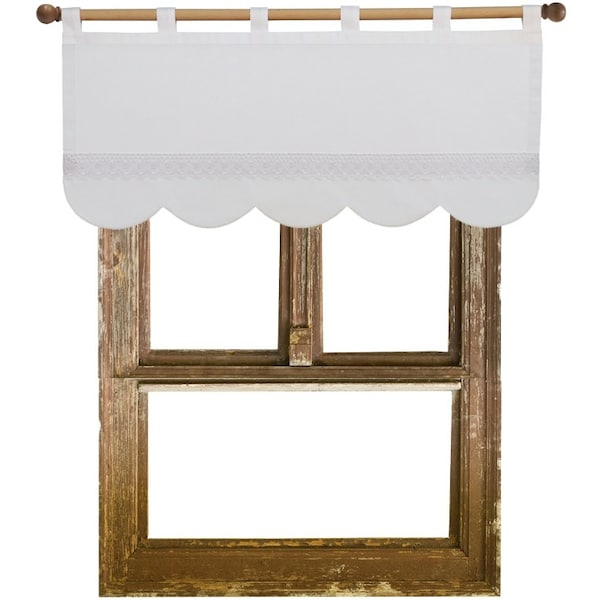 envy SHABBY chic HARNAIS, rideau shabby chic blanc avec noeuds et dentelle, hauteur et largeur au choix