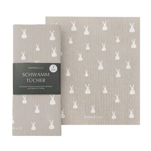 Osterhasen Schwammtücher Beige | Reinigungstuch im nordischen Design | für den Alltag, als Geschenk für Ostern, Osternest befüllen