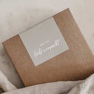 Mit Liebe verpackt Aufkleberset 6x8cm Grau
