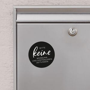 Bitte keine Werbung Zeitungen Aufkleber für den Briefkasten | Etikett UV Wetterfest | D 6cm Schwarz 2er Set | für Außen und Innenbereich