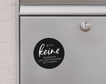 Bitte keine Werbung Zeitungen Aufkleber für den Briefkasten | Etikett UV Wetterfest | D 6cm Schwarz 2er Set | für Außen und Innenbereich
