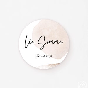 Aufkleber zur Schule personalisiert mit Name Klasse | 3cm 4cm Runde wasserfeste Etiketten zur Beschriftung von Schulmaterialien Schulsachen