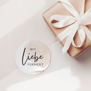 GLÄNZEND Mit Liebe verpackt Aufkleberset Beige