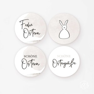 GLÄNZEND Frohe Ostern Aufkleberset Hellgreige