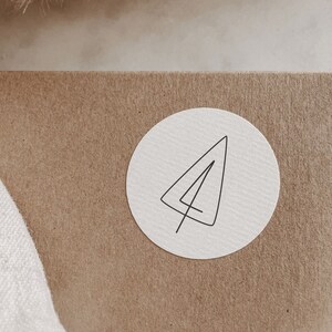 Aufkleber mit Tannen-Motiv No.2 im Set | 4 cm Runde strukturierte Naturetiketten | Sticker ideal für Weihnachtsgeschenke Seidenpapier DIYs