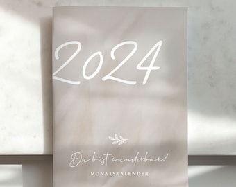 Monatskalender 2024 Du bist wunderbar, Planer mit Monatsübersicht