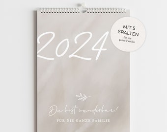 Familienkalender 2024 DIN A3 mit 5 Spalten Beige