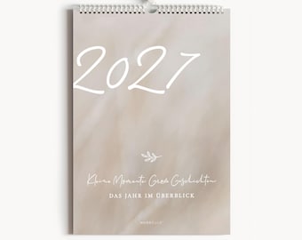 Wall calendar DIN A4 beige | Family calendar 2027 with 4 columns | ideal for you, the whole family, for couples, colleagues and as a gift