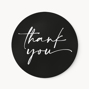 Thank you Aufkleber im Set | Runde Etiketten in Schwarz 3cm 4cm | ideal für Dankeskarten, Danksagungen, Verpackungsdesign