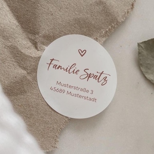 Adressaufkleber 24er Set No.1 | Runde wischfeste Etiketten mit Wunschtext Rose D 4cm | als Absender für Briefpost, Geschenke, Mitbringsel