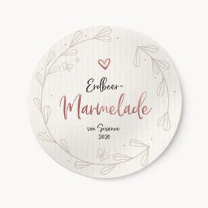 Aufkleber Marmelade mit Blätterkranz im 24er Set | 4cm Runde wischfeste Etiketten | ideal zur Beschriftung von Marmeladengläser Honig Gelee