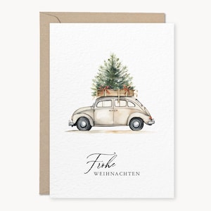 Karte Weihnachten im Set | Grußkarte mit Kraftpapier Briefumschlag | Aquarellmotiv auf Naturkarton | für weihnachtliche Geschenke, Briefpost