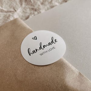 Handmade with love Aufkleber | Etiketten 3cm 4cm rund | Mit Liebe handgemacht | ideal für Verpackung, Selbstgemachte Geschenke, DIY Projekte