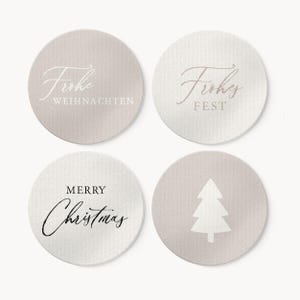 Aufkleber Weihnachten Mix-Set | 5cm Runde strukturierte Natur-Etiketten | Ideal für Weihnachtsgeschenke Briefpost DIYs Adventskalender