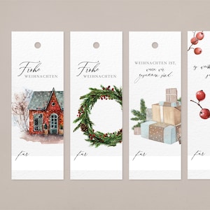 Geschenkanhänger Weihnachten 8er Set | zur Beschriftung mit Aquarellmotive | für Weihnachtsgeschenke, Mitbringsel, Flaschen, Kundenpräsent