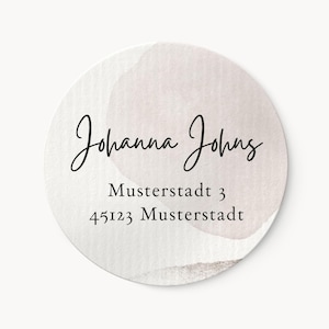 Adressaufkleber im Set | Runde wischfeste Etiketten mit Wunschtext Hellgreige D 3cm 4cm | Absender für Briefpost, Geschenke, Mitbringsel