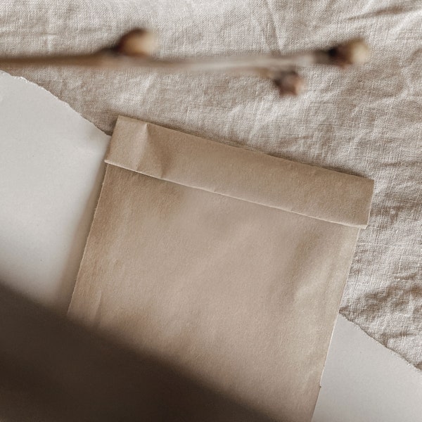 Papiertüte Kraftpapier im Set Flachbeutel im Format 115x160mm ideal für Gastgeschenke Geschenke zum Verpacken zur Hochzeit