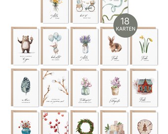 Lot de 18 cartes de vœux avec enveloppes | Idéal pour les anniversaires, Pâques, Noël, les félicitations, les événements importants et autres occasions.