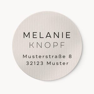 Adreslabels Mono set van 24 | Ronde, veegvaste labels met eigen tekst, lichtbeige, diameter 4 cm | Verzendlabel voor brieven, cadeaus, souvenirs