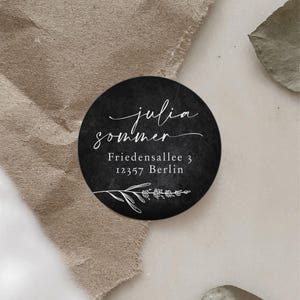 Adressaufkleber Maja im 24er Set | Runde wischfeste Etiketten mit Wunschtext Graumeliert D 4cm | Absender für Briefpost, Geschenke
