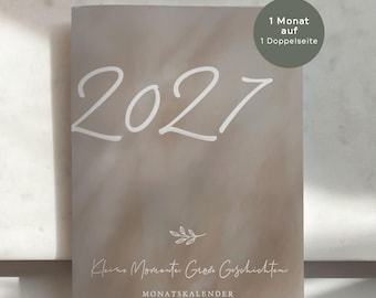 Monthly calendar 2027 - one month per double page | A5 planner in beige | Clear appointment calendar, ideal as a gift or souvenir