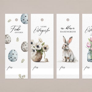 Anhänger 8er Set für Ostern | Tulpen Aquarellmotiv | ideal für Ostergrüße, Mitbringsel, Kunden, Flaschenverpackung, Ostergeschenk, Osternest
