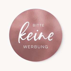 Bitte keine Werbung Aufkleber für den Briefkasten | Rundes Etikett UV Wetterfest | D 6cm Rose 2er Set | ideal für Außen und Innenbereich