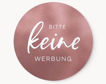 Bitte keine Werbung Aufkleber für den Briefkasten | Rundes Etikett UV Wetterfest | D 6cm Rose 2er Set | ideal für Außen und Innenbereich