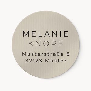 Adresstickers mono set van 24 | Ronde veegvaste etiketten met gewenste tekst beige D 4 cm | als afzender van brieven, geschenken, souvenirs