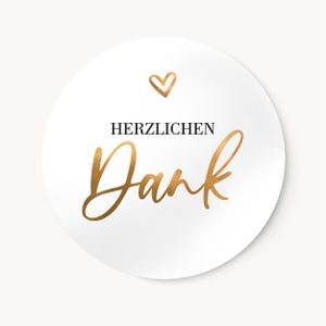 Herzlichen Dank Aufkleber im Set | Rundes Etikett Selbstklebend 3cm 4cm Gold-Weiß | ideal für Marmelade, Einmachgläser, Gastgeschenke
