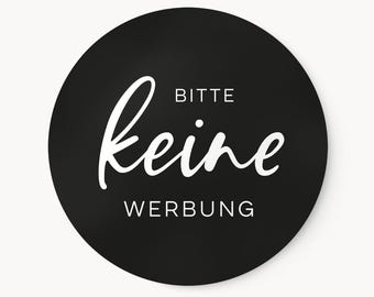 Bitte keine Werbung Aufkleber für den Briefkasten | Rundes Etikett UV Wetterfest | D 6cm Schwarz 2er Set | ideal für Außen und Innenbereich