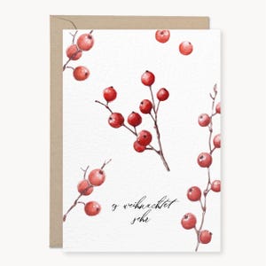 Karte Weihnachten im Set | Grußkarte inklusiv Kraftpapier Briefumschlag | Aquarellmotiv auf Naturkarton | für Weihnachtsgrüße, Geschenke