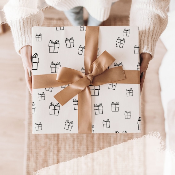 Geschenkpapier Rollen 70x100cm im 3er Set, gerollt geliefert | Schwarz-Weiß Design Geschenke | ideale Geschenkverpackung zum Geburtstag Fest