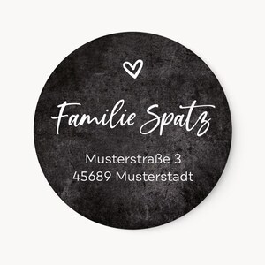 Adressaufkleber personalisiert 24er Set No.1 | Runde wischfeste Etiketten mit Wunschtext Graumeliert 4cm | Absender für Briefpost, Geschenke