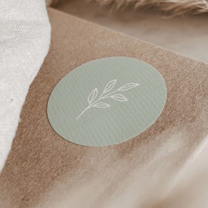 Aufkleber Zweig im Set | 5cm Hochwertige runde strukturierte Natur-Etiketten | ideal zum Verschluss von Seidenpapier Geschenkverpackung