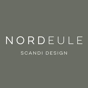 May include: White text on a dark green background reads "NORDEULE" and "SCANDI DESIGN".